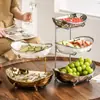 Nova Placa de Frutas de Cerâmica Texturizada em Lingote para Uso Doméstico, Alto Valor Estético, Processo de Galvanoplastia Multicamadas, Prato de Lanches, Prato de Frutas Secas, Suporte de Armazenamento