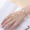 Diseño de Nicho Nuevo Transfronterizo Cadena de Dedo de Acero Inoxidable Simple Titanio Moda Chapado en Oro Pulsera para Dedo Joyería