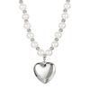Joyería Transfronteriza Europea y Americana Diseño Nicho Collar Corto de Cuentas de Perlas de Imitación Pulsera con Colgante de Corazón Juego de Dos Piezas