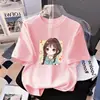 Camiseta de Manga Corta para Niña 2026 Verano Nueva Moda Elegante Camiseta para Niñas Mayores Ropa de Verano para Niños Top