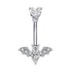 E-commerce transfronteiriço anel de umbigo quente morcego abelha cravejado zircônia prego de umbigo asas de anjo ornamentos de piercing atacado à vista