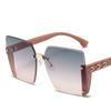Gafas de sol de alta calidad de montura grande de media montura que hacen que la cara parezca pequeña, a prueba de rayos UV, para mujer, verano, gafas de sol degradadas de celebridad de Internet