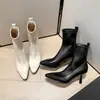 Botas Elásticas Quadradas Pequenas para Mulheres, Botas Slim para Outono e Inverno, Novas Botas de Salto Alto Stiletto Sexy, Botas Curtas Elásticas para Mulheres, Botas Individuais de Tamanho Grande