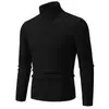 Comercio Exterior al por Mayor Transfronterizo Otoño e Invierno Suéter de Cuello Alto para Hombre Talla Europea y Americana Casual Color Sólido Raya Vertical Jersey Camisa de Punto Base Hombre