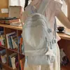 Mochila Estilo Coreano Suave y Fresca con Bordado de Letras, Amarillo Dulce y Cremoso, Adecuada para Chicas de Secundaria y Preparatoria