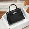 Bolso Kelly de piel auténtica con estampado de palmeras de segunda generación, minibolso bandolera de piel de vaca a la moda para mujer, bolso de hombro, bolso de mano