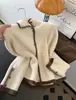 Nueva colección de otoño e invierno: Suéter cárdigan de estilo coreano con bloques de color, cuello mandarín, prenda exterior de punto holgada para mujer