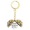Llavero con colgante de girasol grabado, transfronterizo europeo y americano, regalo navideño de girasol, llavero de metal.