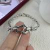 Pulseira de Prata Esterlina S925 com Textura de Ferradura para Mulheres Pulseira de Moda Nicho Personalidade Estilo Ins de Alta Qualidade