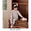 Conjunto Suave de Algodón Puro Grueso para Niños, Otoño e Invierno, Forro Polar, Sin Costuras, Conjunto de Pijama para Niñas (Top y Pantalón)