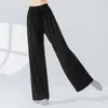 Pantalones Anchos de Modal Cintura Alta Pierna Recta Caída Elásticos Pantalones de Práctica de Danza Clásica Pantalones de Danza China Pantalones de Yoga