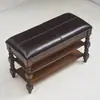 Banqueta para Trocar Sapatos de Madeira Maciça para Uso Doméstico, com Almofada Macia para Sentar na Entrada, Sapateira Estilo Americano, Banco de Entrada com Armazenamento Estilo Nórdico