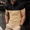 Camisa Polo Casual de Manga Corta con Cuello de Solapa y Bloques de Color de Verano Europea Transfronteriza de Amazon
