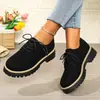 Zapatos Casuales de Talla Grande Transfronterizos para Mujer 2026 Otoño/Invierno Nuevos Zapatos Casuales Tipo Mocasín con Cordones y Suela Gruesa para Mujer Venta al por Mayor
