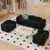 Sofá Doble Pequeño Negro Apartamento Bloque de Tofu Malvavisco Dormitorio Área de Descanso Recepción Salón de Belleza Tienda de Ropa para Mujer