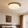 Luminária de Teto para Quarto Abóbora Estilo Medieval Creme Francês Proteção para os Olhos Lâmpada para Quarto Infantil Lâmpada de Quarto Retrô Grão de Madeira Nogueira