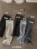 WTR286 Calcetines Nuevos de Otoño para Niños con Borde Fruncido y Etiqueta de Tela de Lunares, Protectores de Pantorrilla Estilo Princesa, Calcetines Fruncidos