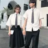 Uniforme de camisa jk para niños y niñas estilo Hong Kong material escolar japonés Ruan Shuai conjunto completo manga corta pantalones cortos corbata uso en pareja ins