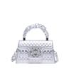Bolso pequeño portátil de alto valor para mujer, nuevo estilo extranjero primavera y verano 2024, bolso cuadrado pequeño de alta gama con bordado de hilo de rombos para mujer