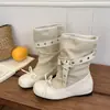 Botas da moda franzidas novas 2026 com 5cm de aumento interno de altura, botas de cavaleiro com laço, moda ballet com fivela de cinto