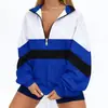 Chaqueta cortavientos a rayas retro con bloques de color y cuello alto para hombre y mujer, chaqueta deportiva casual, personalización de pedidos pequeños OEM de fábrica