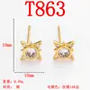 Pendientes de Tachuela de Cobre Puro Brillantes con Forma de Diamante Pendientes de Lujo de Gama Alta para Mujer Tachuelas con Forma de Luna y Cruz