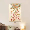Pintura de Caqui e Nove Peixes, Pintura Decorativa de Entrada Estilo Chinês Novo, Personalizada para Projetos de Hotel, Combinando com Arte de Parede de Modelo de Quarto com Bom Significado Auspicioso