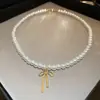 Colar com Pingente Redondo de Pérola e Zircônia Banhado a Ouro Real, Corrente de Clavícula de Luxo Leve de Alta Qualidade, Colar de Estilo Vintage para Mulheres