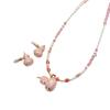 Original Moda Fresca Esmalte al Óleo Flor de Cuatro Hojas Rosa Calabaza Collar de Cuentas Lujo Ligero Nicho Combinación Total Cadena de Lana