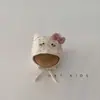 Chapéu de Proteção para Ouvido de Bebê Primavera e Outono Cadarço Super Fofo Gato Laço Menina Bebê Outono Viagem Chapéu Quente