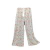 Pantalones de pijama de algodón y seda para mujer, estilo fino de verano, talla grande, pantalones de pierna ancha de cintura alta, adecuados para usar en exteriores, pantalones de playa de seda de algodón artificial, pantalones para casa
