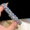 Pulsera con Cierre de Abanico de Cristal de Palacio, Zirconia de Colores, Forma de Abanico Ovalado, Pulsera de Lujo Ligero, Joyería de Mano para Banquetes de Lujo