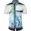 Camisa Masculina de Manga Curta com Estampa Floral Nova Moda Transfronteiriça de Verão Camisa Slim com Impressão Digital 3D Fabricante