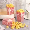 Caja de Palomitas Rayada Vertical Roja y Blanca Más Vendida Caja de Snacks Desechable Dulces Adecuada para Cumpleaños Caja Plegable Caja de Color