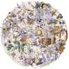 50 adesivos PET florais roxos para diário de cartas vintage DIY, decoração de caderno guka, adesivos transparentes