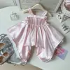 Vestido de Niña Verano Nuevo Estilo 2026 Lazo de Satín Falda de Tirantes Irregular Falda Estilo Princesa para Niños