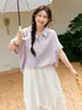ALINDM Blusa Holgada con Cuello Talla Grande para Mujer, Camisa Polo de Verano 100kg Elegante de Manga Corta