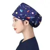 Gorro Quirúrgico de Algodón Puro para Cabeza Grande para Hombres y Mujeres, Gorro de Trabajo, Gorro de Enfermera, Gorro de Dibujos Animados Elástico Venta al por Mayor