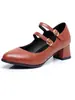 Nuevos zapatos de mujer de doble tira para primavera y otoño, zapatos de boca poco profunda de una sola capa, zapatos de tacón cuadrado, zapatos de tacón medio, tallas 31-47, zapatos de comercio exterior