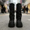 Botas de caña alta con suela gruesa, botas de jinete western, botas largas populares para mujer, botas altas ajustadas hasta la rodilla para otoño e invierno, nuevo modelo 2026