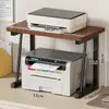 Pequena prateleira para impressora, prateleira de camada dupla na mesa, armazenamento de copiadora para mesa de escritório, suporte de mesa