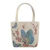 Bolsa de lona jacquard bordada de desenho animado 2024, moderna, artística, de ombro, versátil, para trabalho, para ir ao trabalho, portátil, para compras