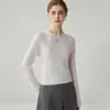 Suéter 100% cachemira pura para mujer, otoño e invierno, cuello redondo plano, tejido sin costuras, top base ajustado