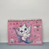 Cuaderno de bocetos portátil de dibujos animados para niñas, versión coreana, con diseños de unicornio, gato y ballena, incluye pegatinas, libro de dibujo y papel de dibujo