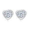 Aretes de moissanita simulación de transmisión en vivo para mujer estilo Ins amor plata de ley S925 circonita seis garras aretes de moissanita aretes