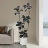Planta Artificial Verde Grande Black Diamond Árbol de Goma Planta en Maceta de Interior para Sala de Estar Decoración de Planta de Árbol Imitación de Lujo Ligero de Gama Alta