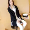 Otoño e Invierno Nuevo Chal Grueso de Doble Cara Cárdigan Suéter para Mujer Poncho con Borlas Exterior Abrigo Suéter Talla Grande Ropa para Mujer