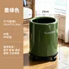 Bote de basura con ruedas de doble capa para uso doméstico en la sala de estar, lujo ligero, gran capacidad, redondo, móvil, elegante, con tapa de apertura a presión y compartimento de almacenamiento