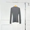 Dragon Marino Warren KW902 Camiseta Base de Lana Engrosada Tejido de Punto sin Costuras de una Pieza de Cuello Semi Alto de Manga Larga para Mujer