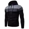 Sudadera con capucha y cremallera de bloques de color para hombre, cárdigan con capucha de bloques de color de comercio exterior europeo y americano, ropa para hombre transfronteriza en stock para venta al por mayor
